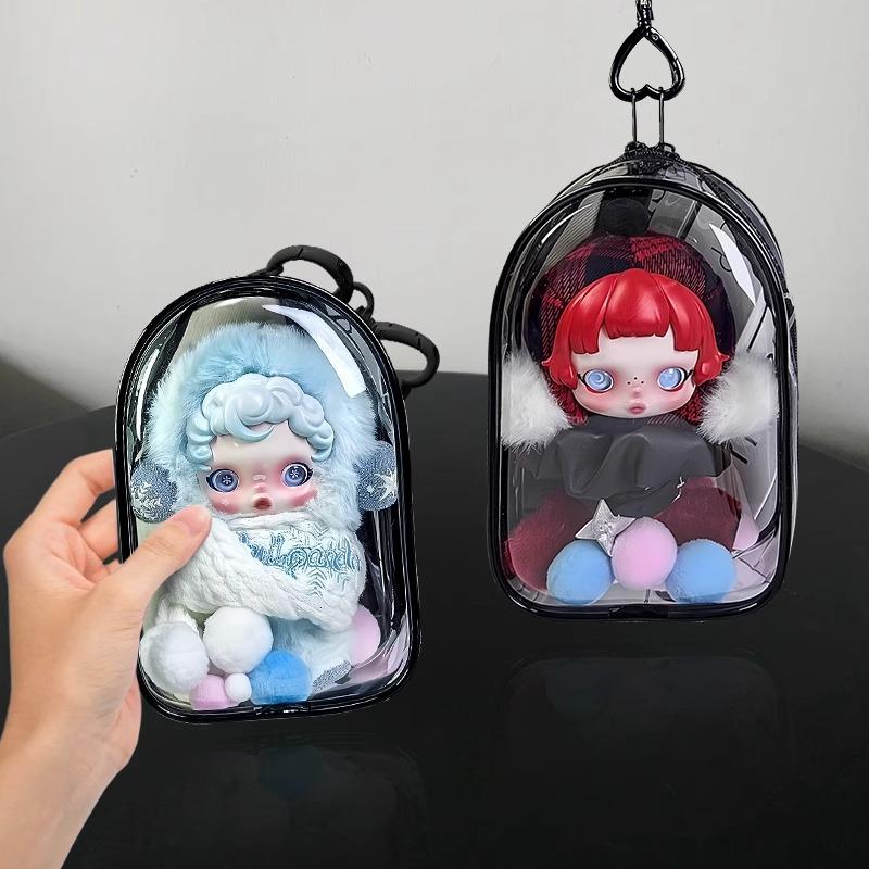 1 Piece Pvc Storage Bag For Crybaby Dustproof Walk Bag Protect Case For Skull Panda Labubu V2 15Cm Cotton Doll Pain Bag Keychain