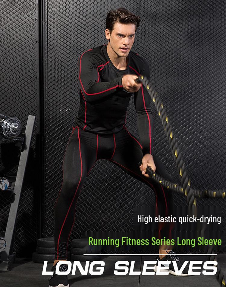 Men's PRO Quick-Dry Long Sleeve Sports Tights for Running, Training, and Basketball