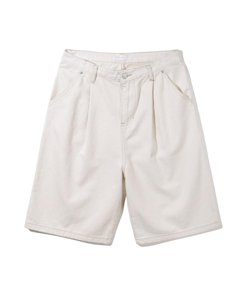 BAKKEN Cotton One-Pleat Wide Bermuda Pants Bk8912_Ivory