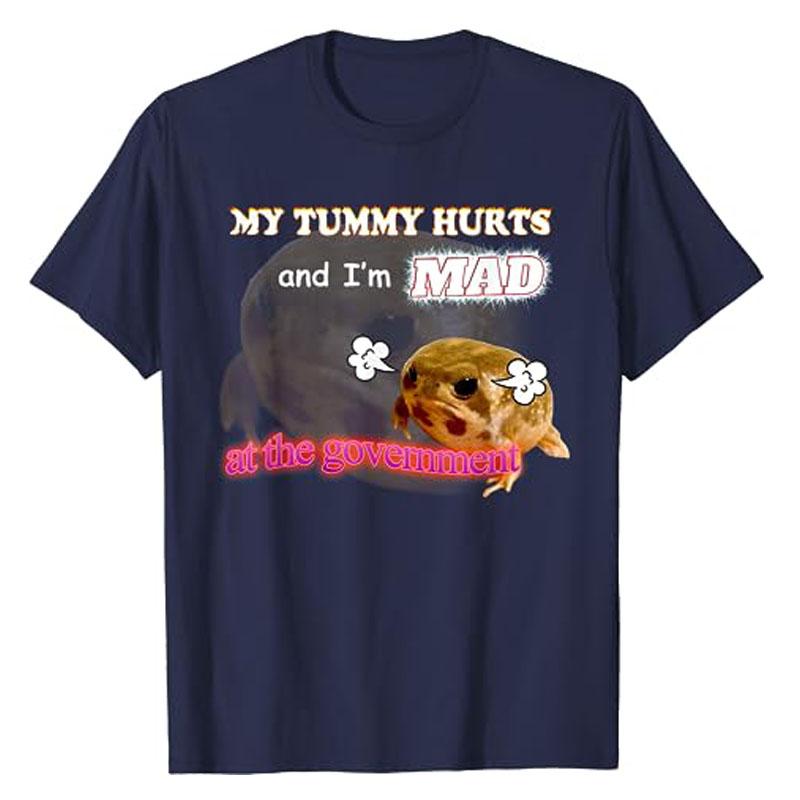 Mein Bauch tut weh und ich bin SAUER auf die Regierung Meme T-Shirt Humor Lustig Grumpy Frog IBS, Gastroösophagealer Reflux Grafik T-Shirt Tops