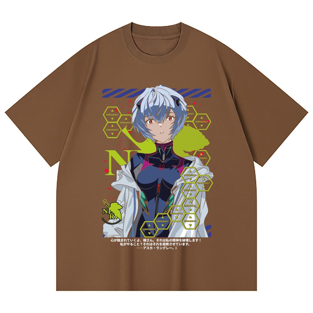 230 Gsm 100% Cotton Evangelion V6 Rei Print Unisex Heavy Cotton T Shirt