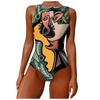 Fashion Women's Sexy Sleeveless Print Temperament Beachwear  Bikini Swimsuit