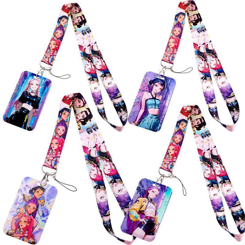 Kpop Demon Hunter Id Card Holder Pass Charm Lanyard Girls Passport Cover Kids School Bus Bank Cards Protect Case Gift