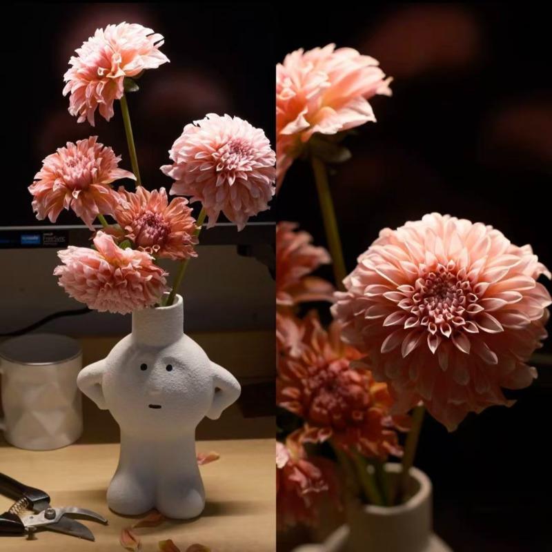 White Ceramic Vase Nordic Human Shape Flower Pot Modern Art Dry Flower Holder Living Room Desktop TV Cabinet Home Decor Ornament