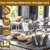 360°Rotating Utensil Caddy Kitchen Utensil Holder 6.7×6.7×5.1 Inch Metal Utensil Organizer 4-Compartment Metal Utensil Caddy