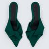 Version peau de mouton~ Pantoufles à talon aiguille pointu en satin style défilé français sandales d'été à bout ouvert pour femmes