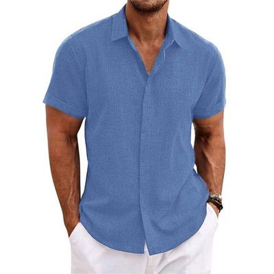 Casual Loose Solid Color Top Men's Short Sleeved Shirts
