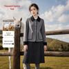 Qianbainian Women's Wool-Blend Color-Block Lapel Double-Faced Coat