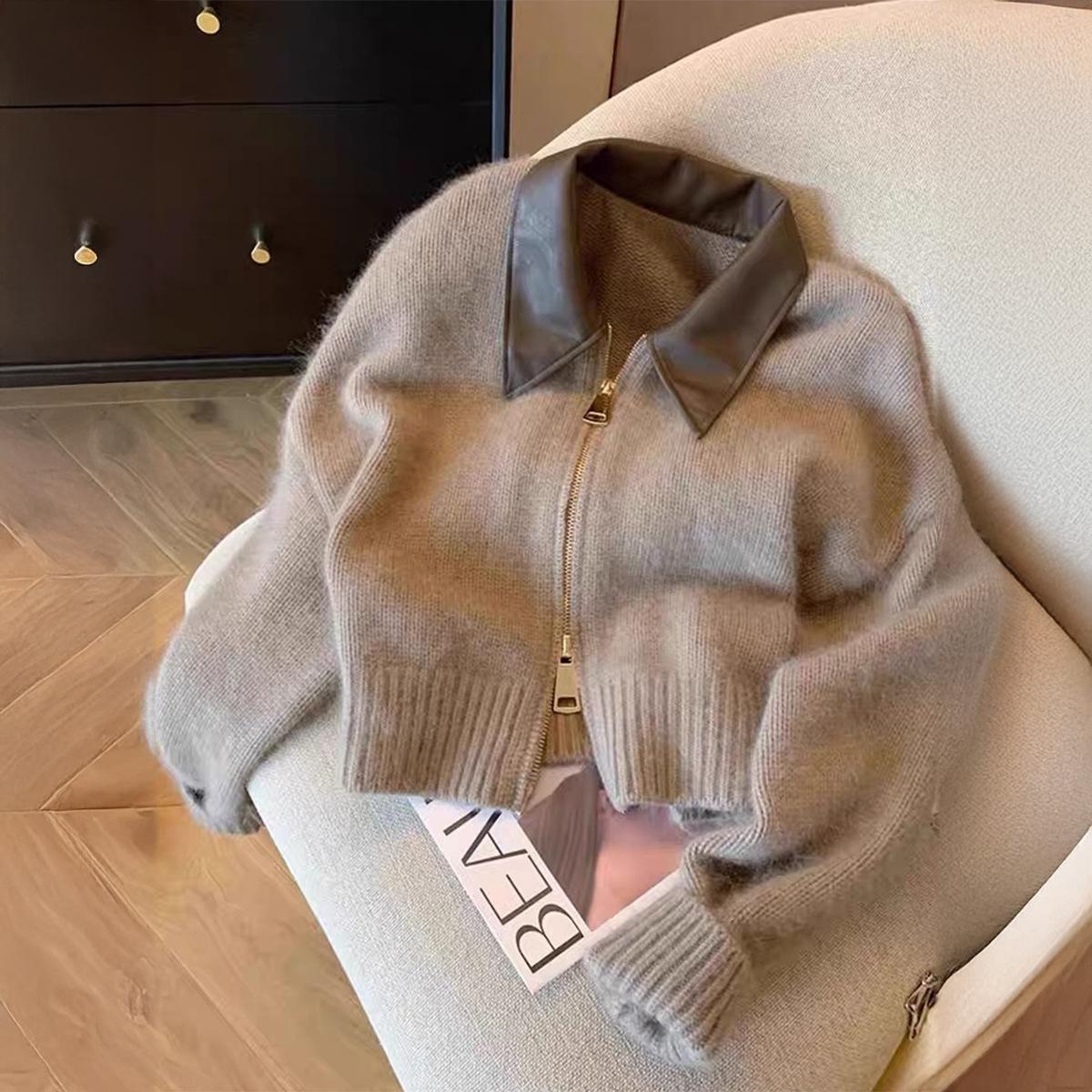 

Casual Vacation Versatile Long-sleeved Woolen Tops and Jackets for Women 2025 Autumn and Winter S хакі