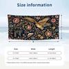Golden Bird Floral Art Theme Quick Dry Beach Towel Custom Name Text Print Large Sand Resistant Towel Beach Vacation