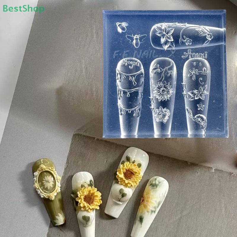 3D Silicone Nail Art Mold Butterfly Pattern Lace Parasol Circular Design DIY Nail Art Decor Transparent Manicure Template