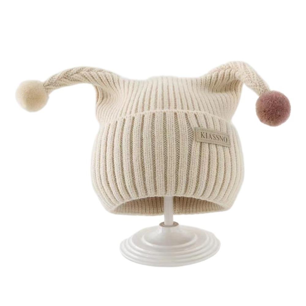 Openwork Flower Warm Wool Beanie Plush Ball Kids Winter Cap Fashion Pompom Hat  Ear Protection