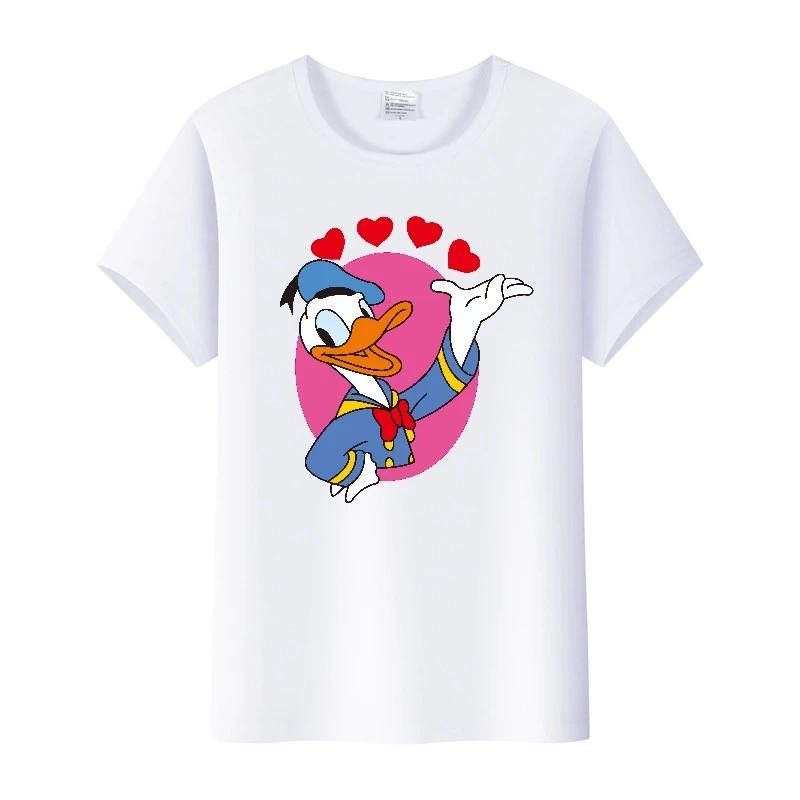 Kawaii Donald Duck Plus Size Tee Ladies Graphic Clothes Summer Women Short Sleeve T-shirt Disney Cartoon Men Tshirt Female Tops