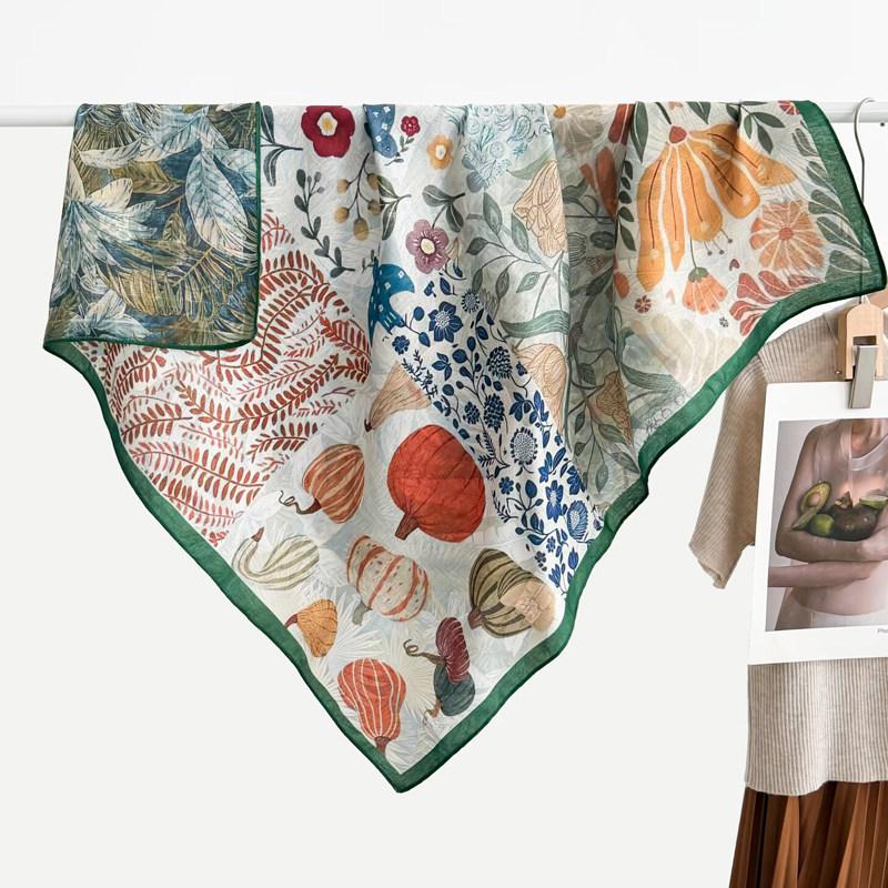 Polka dot double-sided heterochrome ethnic style retro 91 velvet large square scarf silk scarf women's spring and autumn warm shawl scarf scarf