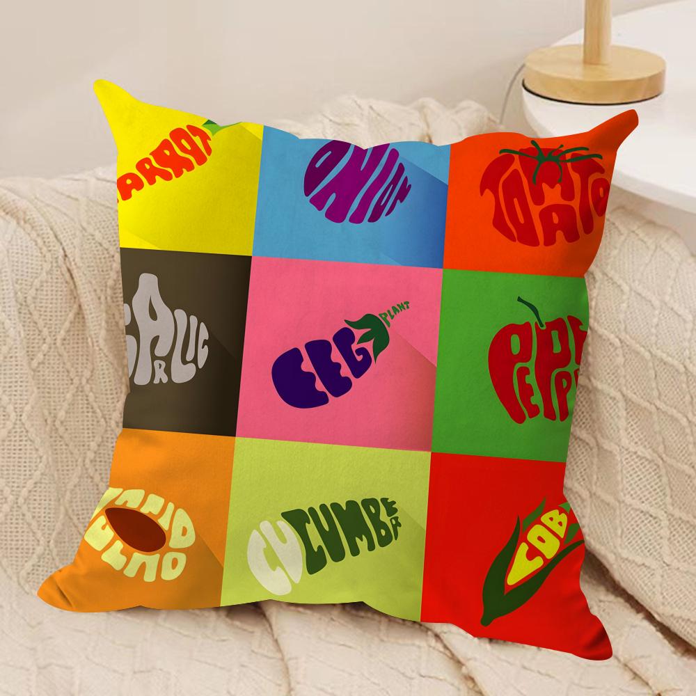 Creative Fruit Print Cushion Cover Soft Plush Fabric Double-Sided Printed Sofa Cushion Cover for All Seasons Home Decor Gift