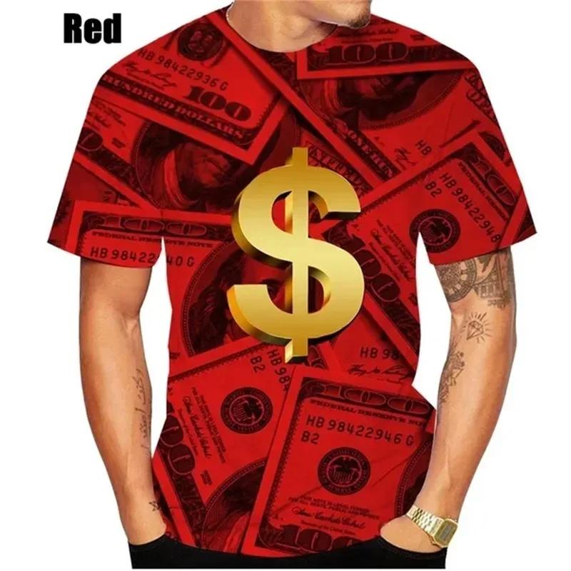 

Летняя мужская мода повседневная футболка с коротким рукавом и 3D-принтом, индивидуальная креативная футболка с рисунком в виде доллара, индивидуальная футболка с круглым вырезом 5XL