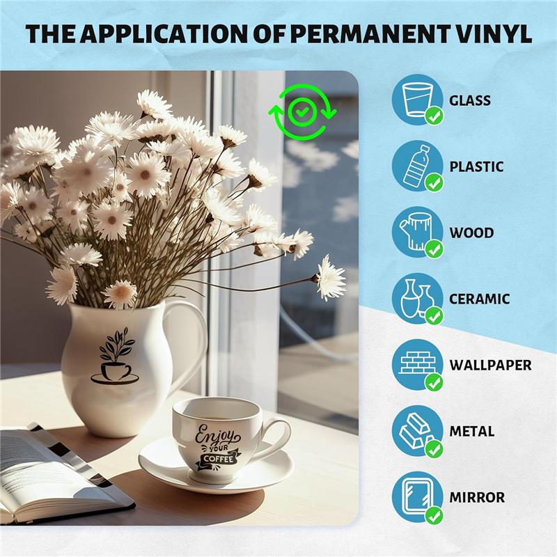 ABBY-Vinyl, 12 Zoll X 50 Fuß Klebefolie Rolle, Außen permanent Vinyl für Dekor Aufkleber, Auto Becher Aufkleber, Scrapbooking Einfach zu bedienen