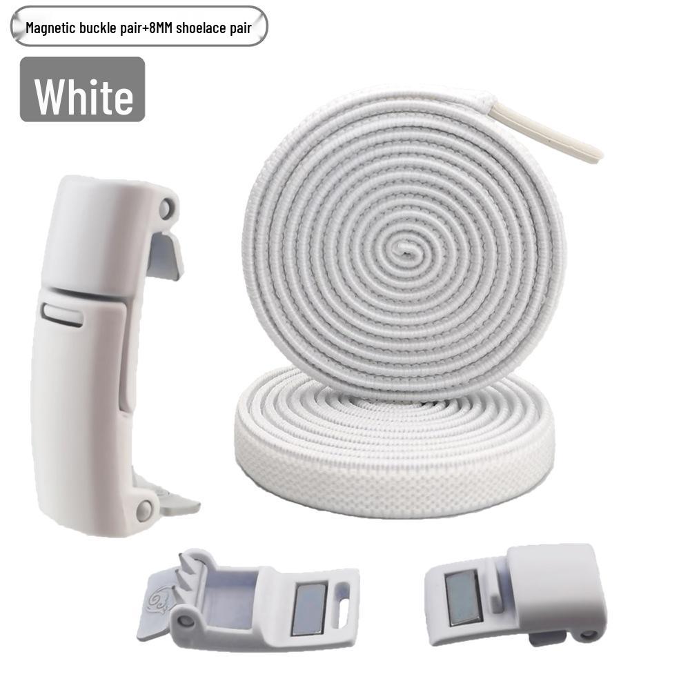 Magnetic No-Tie Elastic Shoelaces and Buckles