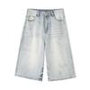Fashion Summer Vintage Washed Relaxed Fit Loose Denim Cropped Capri Pants Trendy Versatile Slimming FigureFlattering Lazy Style