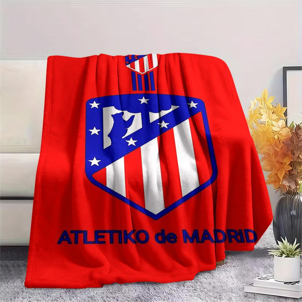 1Pc Atletico Madrid Logo Print Flannel Blanket High Quality Warm Comfortable Cover for All Seasons Perfect for Gifts Home Decor