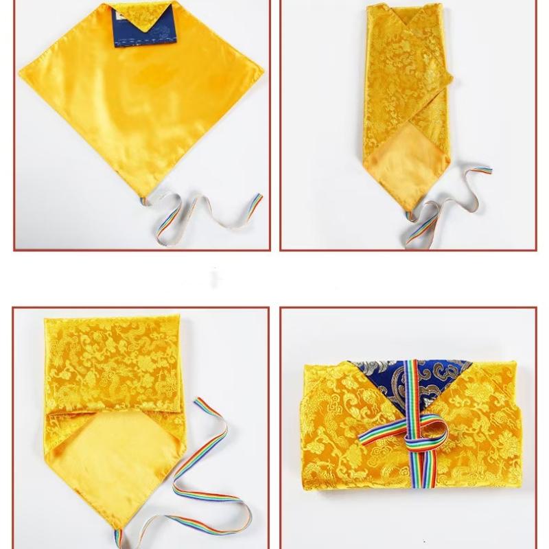 Buddhist Scripture Storage Bag, Tantric Organizer, Handicrafts, Embroidery, Satin Manza Cover, Cloth, Good Luck, Home Gift