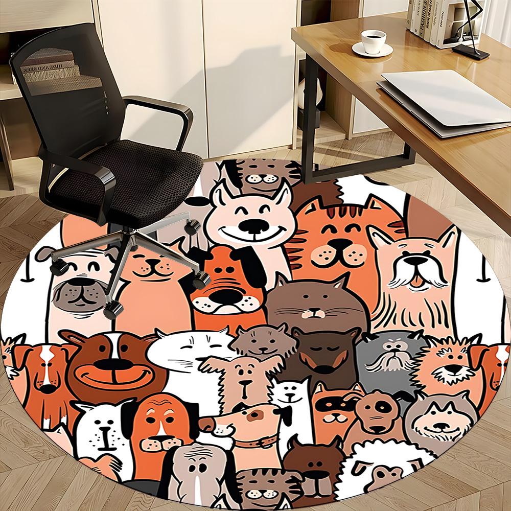 1pc Pets Animals Office Round Area Rug, Indoor Mat Suitable ForOffice, Under Office Chairs Bedroom Living Room Home Decor, Room Deco,  n61