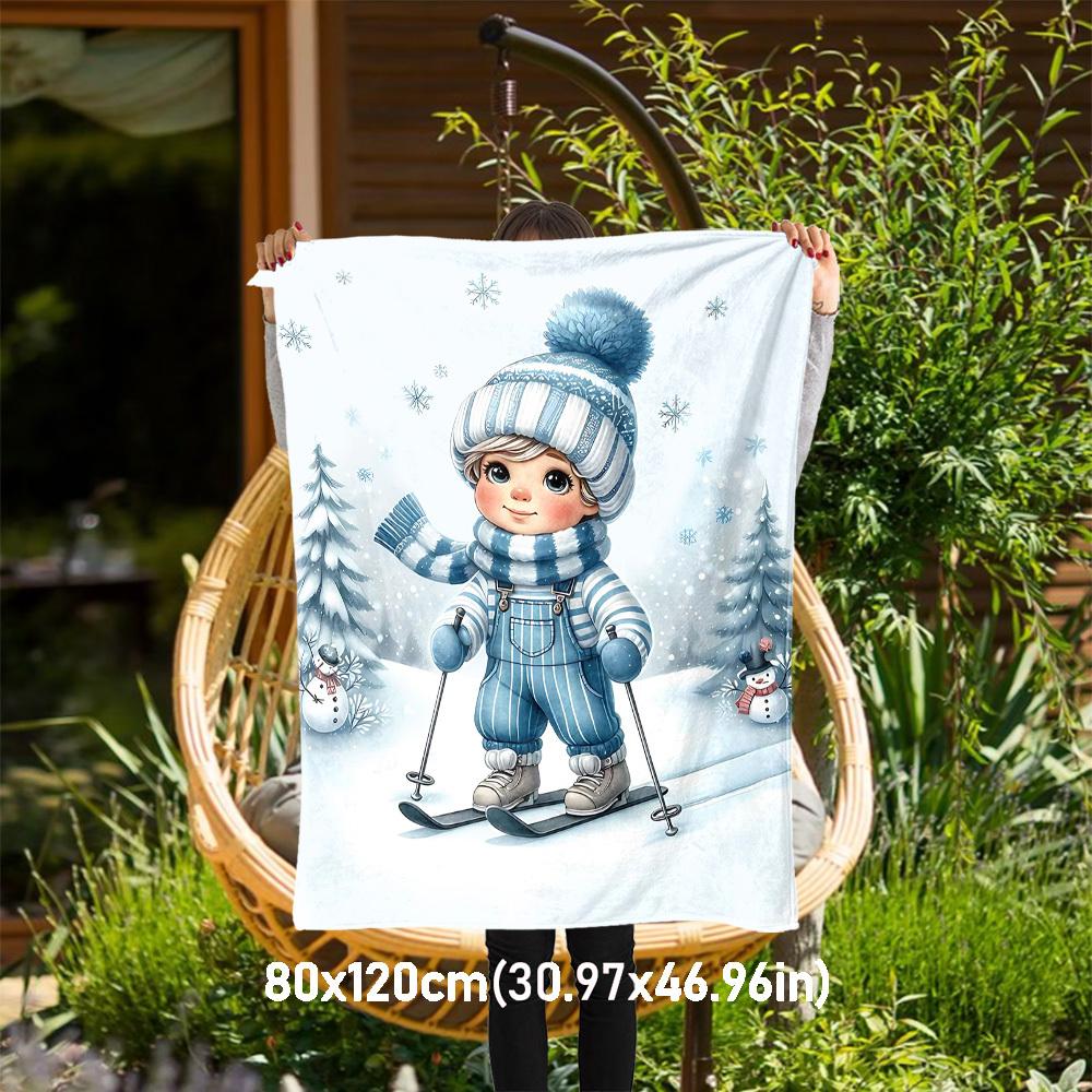 

1PC winter snowOutdoor Flannel Blanket - Soft Plush Decor for Picnics, camping, Bedroom, Playroom, Office, or Lunch Break 1222A 80x120cm(31x47inch)