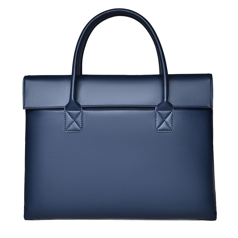 

Мужская и женская модная сумка для деловых поездок на работу, большая вместимость, портфель, однотонная сумка для компьютера из искусственной кожи синий