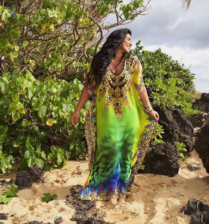 Indigo Floral Beach Robe: Loose Seaside Holiday Sunscreen Dress & Bikini Cover-up