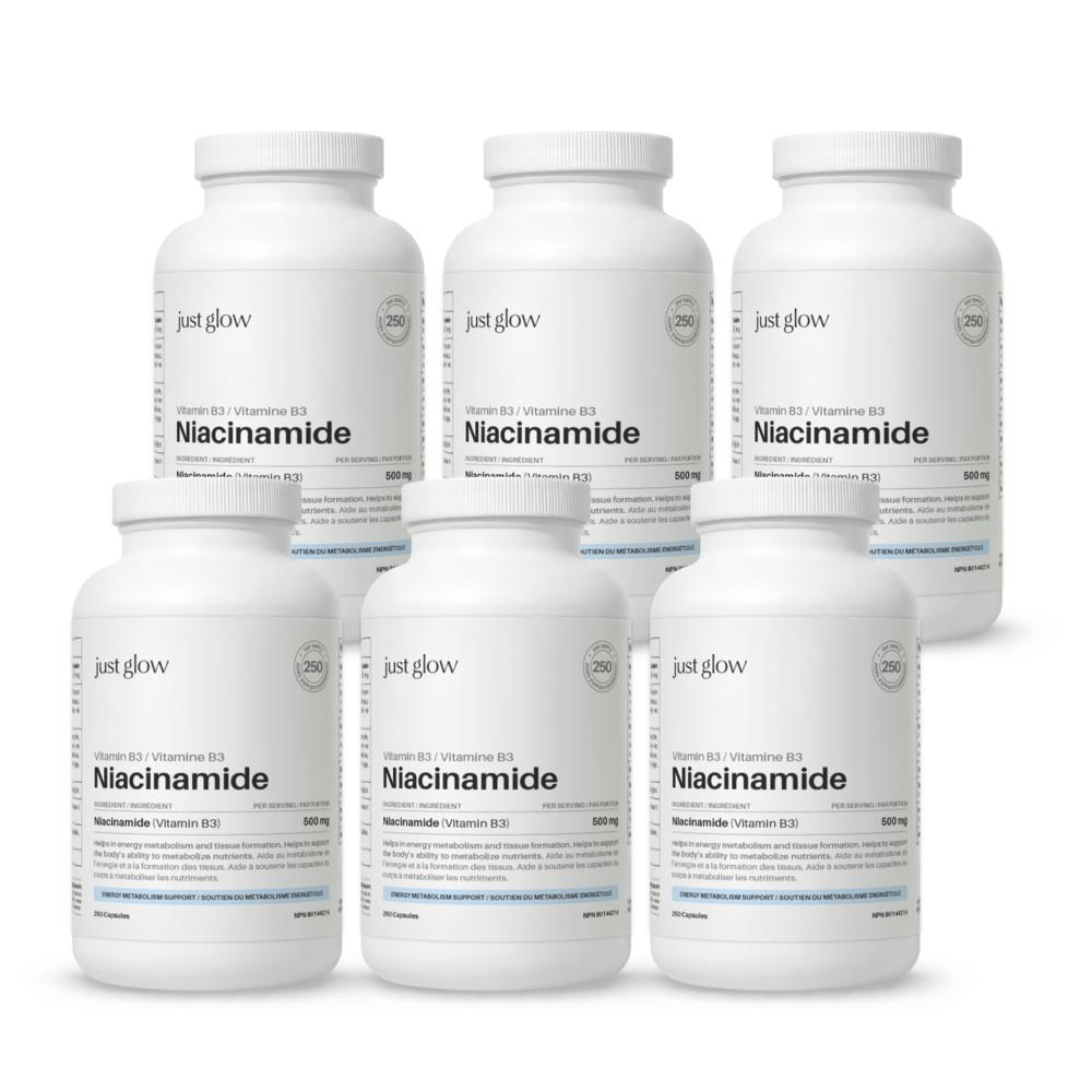 Justglow Niacinamide Vitamin B3 500mg Capsules 6 pcs 250 Tablets
