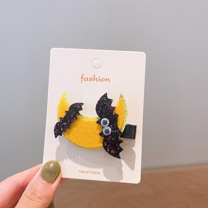 Handmade Halloween Hair Clips for Kids: Pumpkin, Ghost, Black Bat Bow, Party Accessories