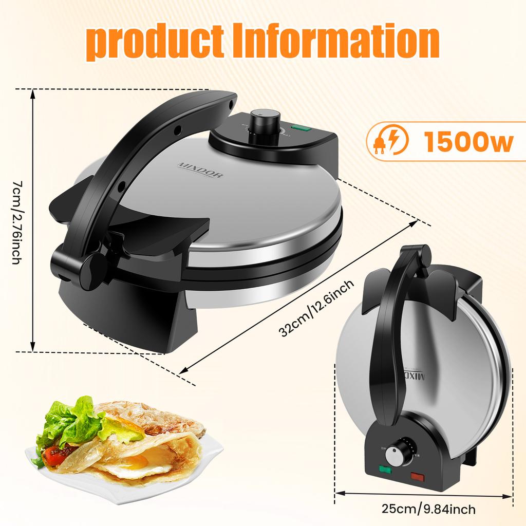 1 Pc Electric Roti Maker Multi-functional Tortilla Press Nonstick Tortilla Maker Compact Chapati Machine for Kitchen Accessories