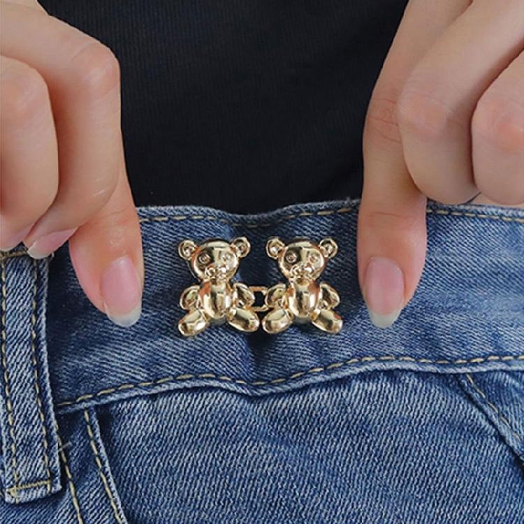 Button Pin Detachable Decorative Waist Buckles No Sewing Bear Waist Tighten Cute Bear Metal Tighten Waist Button Pin