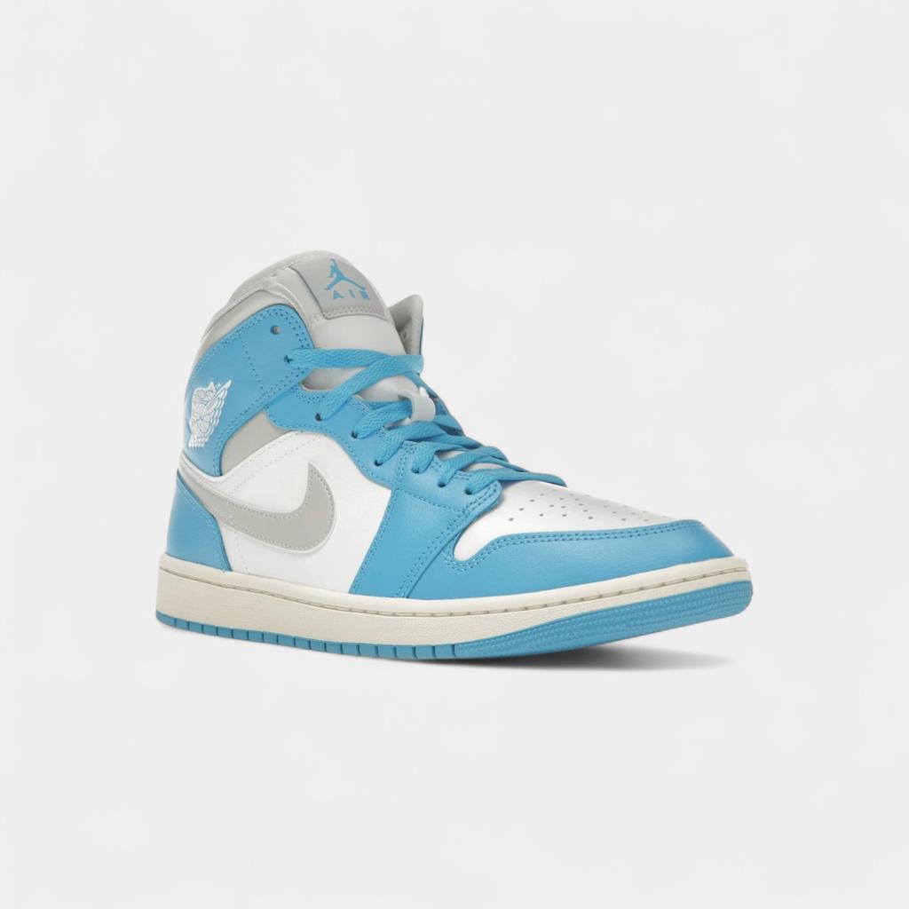 Jordan 1 Mid Dark Powder Blue White Sail Neutral Grey (Women's)