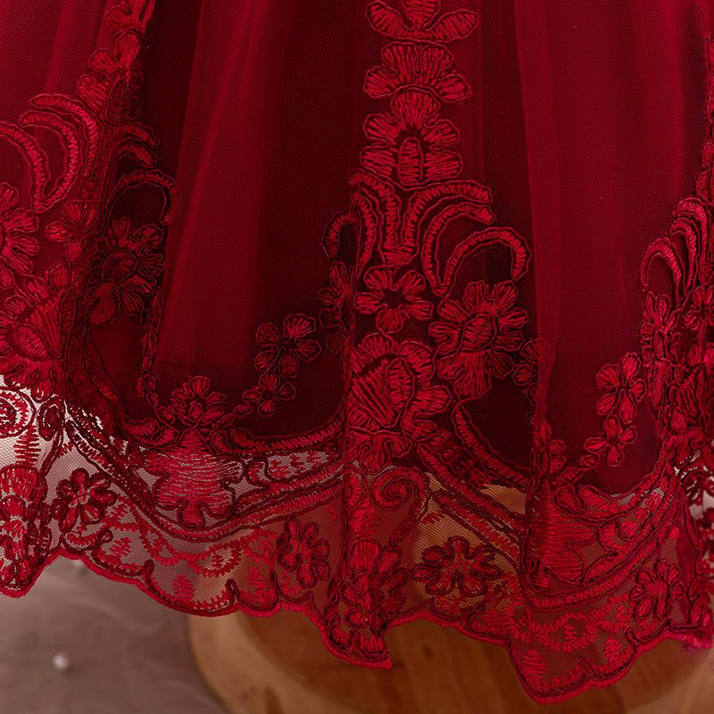 Girls' Princess Dress with Bow, Flutter Sleeves, Tail, and Puffy Skirt - Flower Girl Wedding Outfit