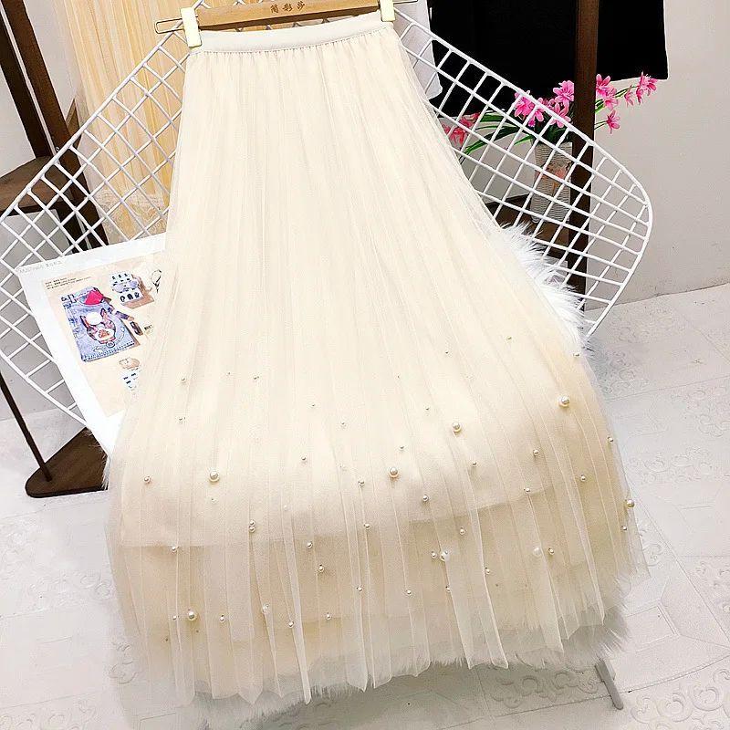 

Pleated Skirt Mid Length A- Line Skirt Fairy Pleated Skirt Mid Length Long Length A- line Skirt Light apricot color All yards