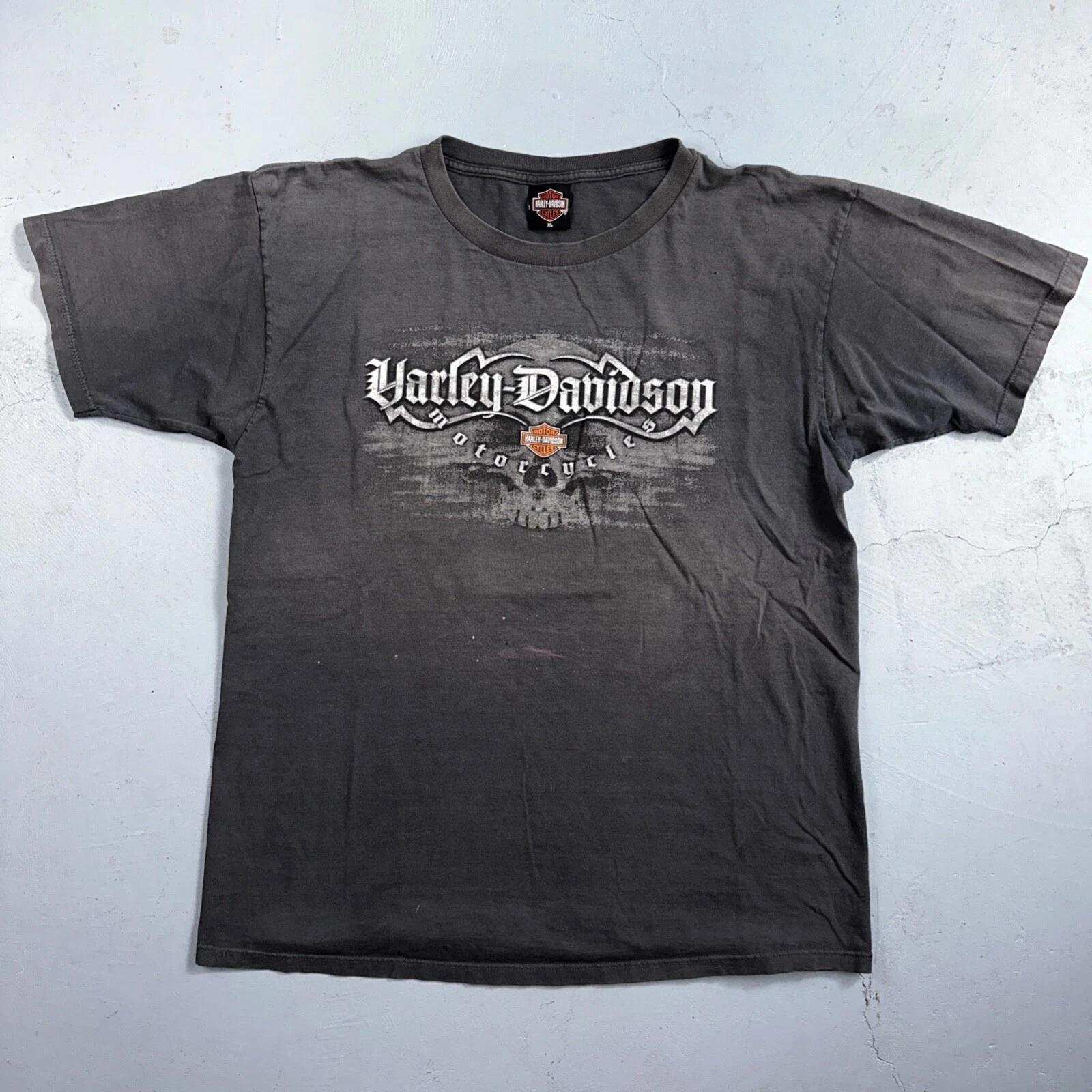 Harley Davidson Eugene Oregon VTG T Shirt Doyles Grunge Faded Black Y2K USA L