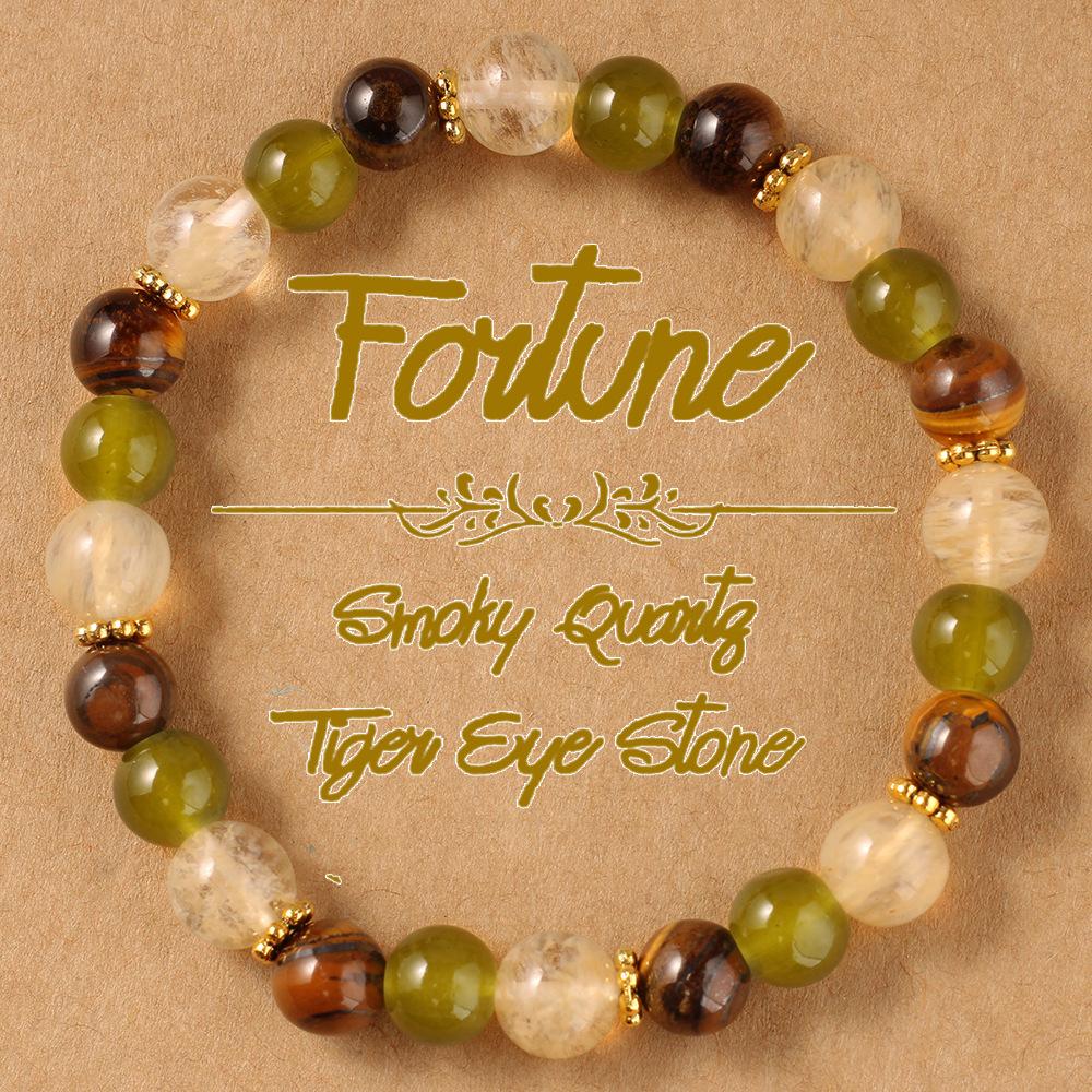 Festive Gifts Tiger Eye Green Aventurine Rutilated Quartz Beaded Bracelet Natural Fashion Jewelry For Men Women Daily Wear Gift