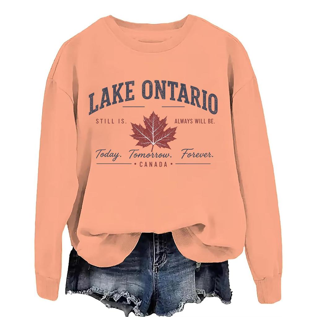 Men's and Women's Matching Fashion Casual Letter-Printed Round-neck Pullover with Long Sleeves