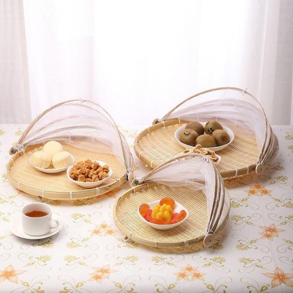Bamboo Hand-Woven Basket Multi-function Fruit Vegetable Tray Food Storage Basket  Household