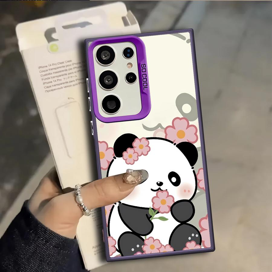 Case for Samsung Galaxy S25 S25Edge S21 S20 Plus S24 FE S23 Ultra S22 S23 Note 20 Ultra Phone Cover Cute Cartoon Panda