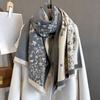Imitation Cashmere Length Tassel Scarf For Women Floral Print Autumn/Winter Warm Shawl Warps Coldproof Windproof Blanket