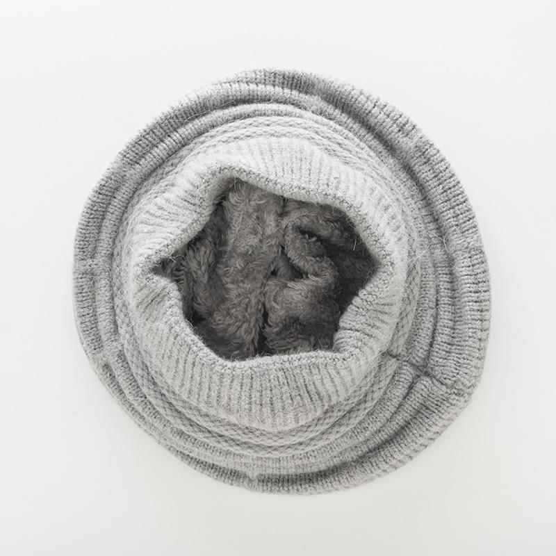 Women's Autumn and Winter Plus Velvet Thick Knitted Warm Beret Jacquard Striped Knitted Cute Hat