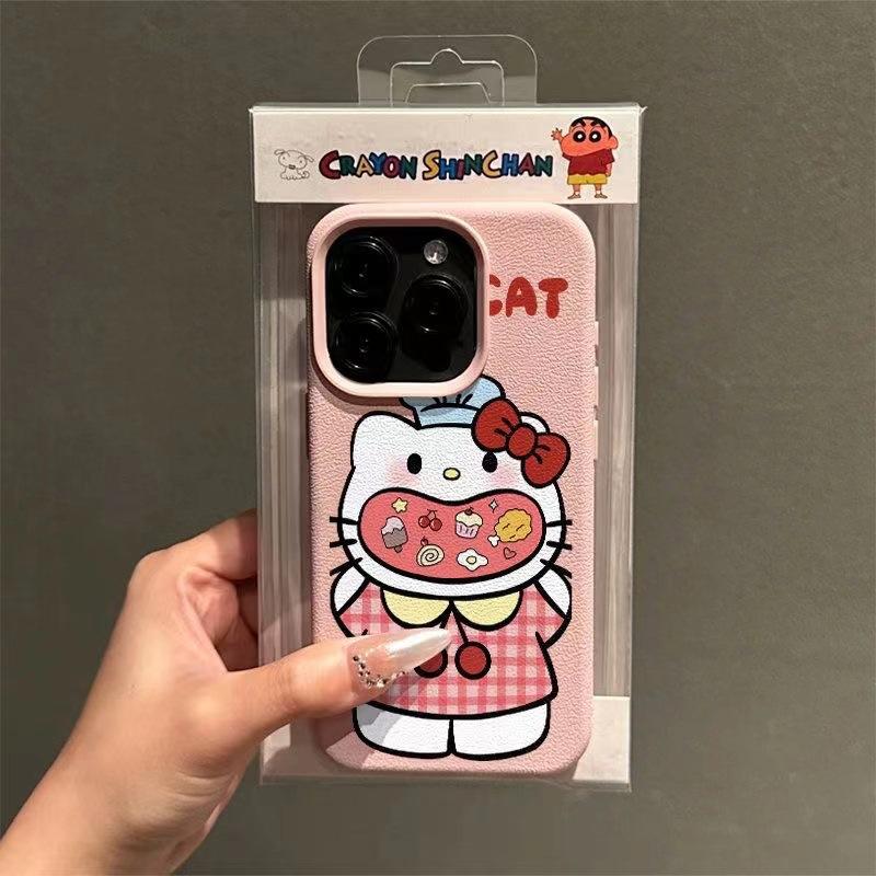 Cartoon Gluttony Katie for 15 iPhone Case iPhone14Plus Lychee Pattern 13Pro Scrub 12/11