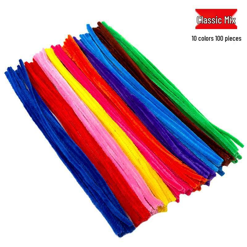 Encrypted Pipe Cleaners: Dense, Thickened 8mm White Strips with Mixed Colors for Handmade DIY Bouquets