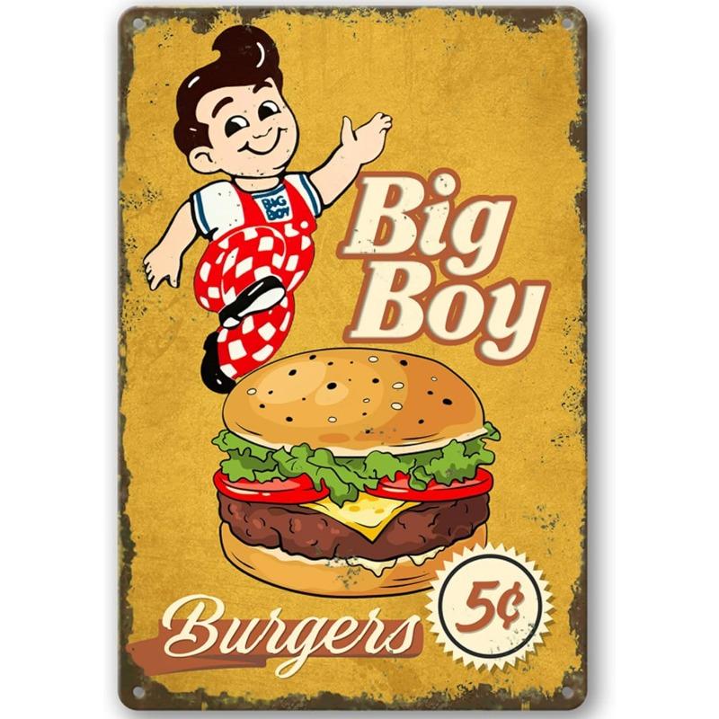 Metal Tin Poster Fast Food Vintage Tin Sign Plaque Metal Retro Plate Hot Dog Poster Wall Decor for Kitchen Cafe Diner Bar