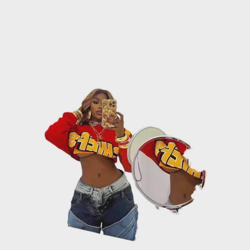 2024 Autumn Casual European & American Knit Sweater - Hot Girl Contrast Color Belly Top