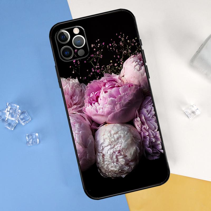 Peonies Beautiful Flower Phone Case For iPhone 16 Pro Max 16e 12 13 Mini 11 14 15 Pro Max XR 15 16 Plus Cover Shell