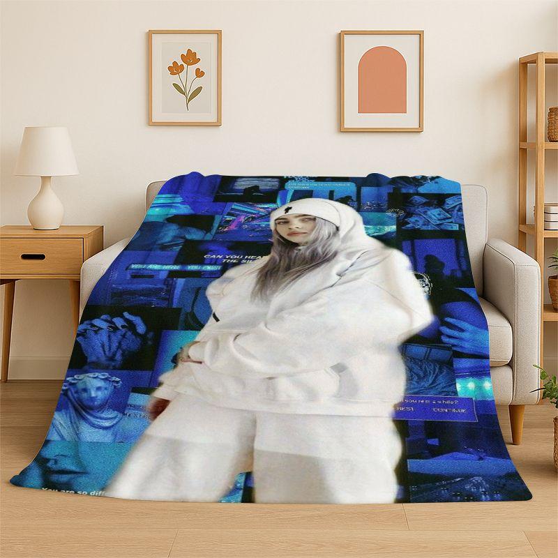 Famous Singer Billie Eilish Star Soft Flannel Throw Blanket,Warm Cozy Blanket for Bed,Couch,Sofa,Bedroom,Living Room,Travel 75x90cm