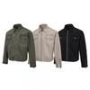 Mens Washed Distressed Short Bomber Jacket Streetwear Loose Fit Cotton Workwear Style